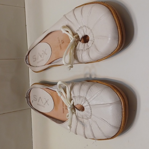 Vero Cuoio Cream  Leather Mules with Bow Accent MadeIn Italy 37=7M - Picture 1 of 11